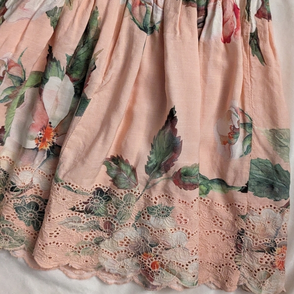 TEELA NYC Gorgeous Ema Eyelet Lace Peach Floral Dress Half Sleeve Girls' 7 - Picture 7 of 9